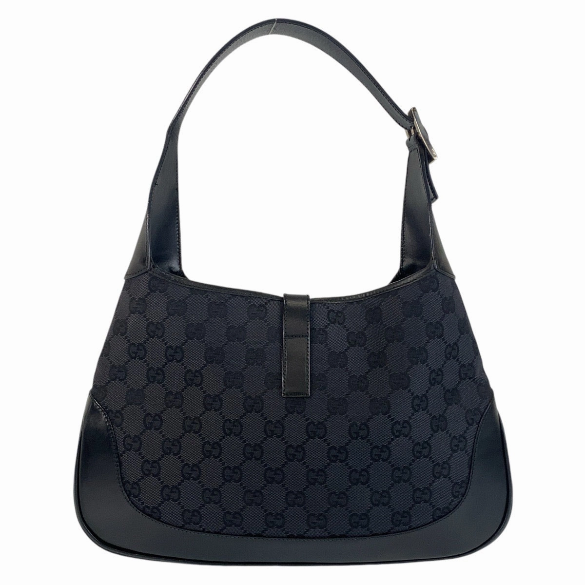 Gucci Jackie Black GG Canvas Leather Shoulder Bag