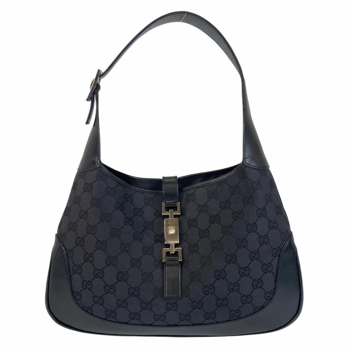 Gucci Jackie Black GG Canvas Leather Shoulder Bag