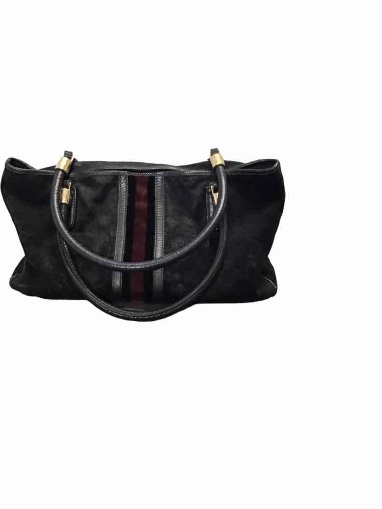 Gucci Jackie Sherry Line Canvas Black Handbag