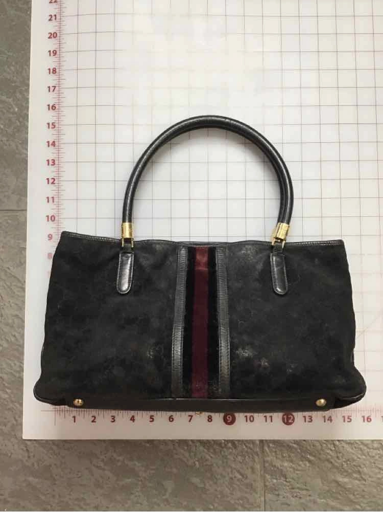 Gucci Jackie Sherry Line Canvas Black Handbag