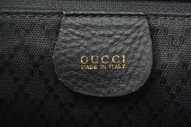 Gucci Leather Backpack Bamboo Vintage Black