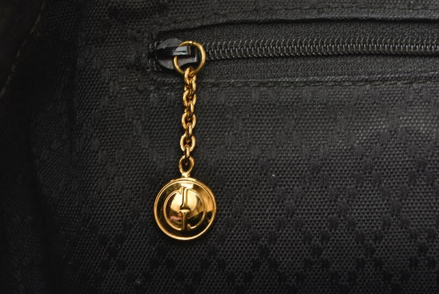 Gucci Leather Backpack Bamboo Vintage Black