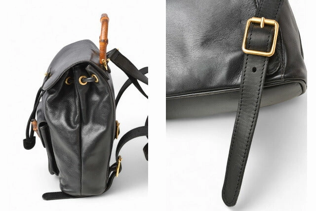 Gucci Leather Mini Backpack Bamboo Black
