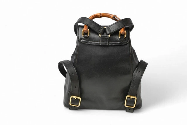 Gucci Leather Mini Backpack Bamboo Black