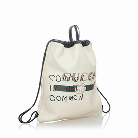 Gucci Logo Drawstring Leather Backpack (SHG-32109)