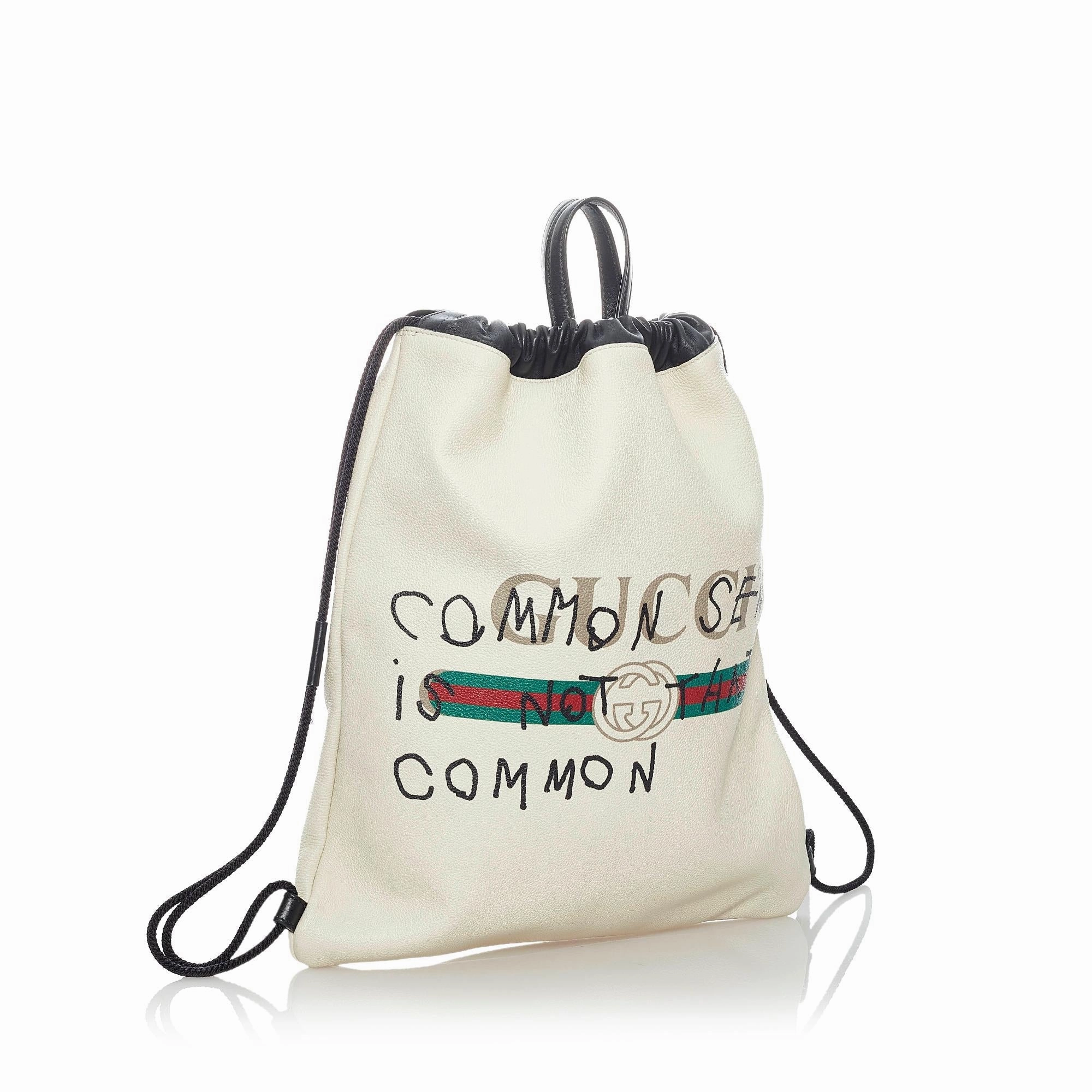 Gucci Logo Drawstring Leather Backpack (SHG-32109)