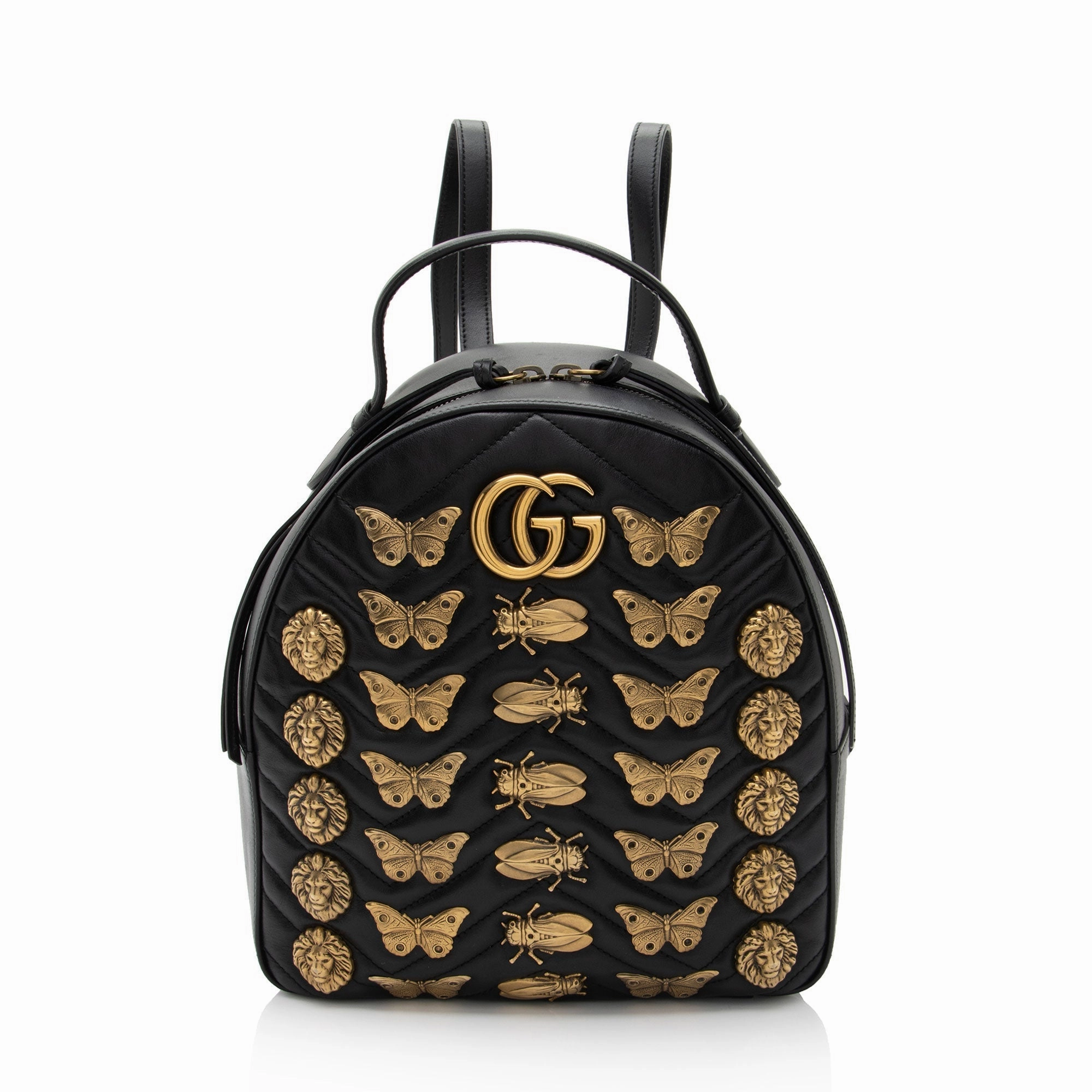 Gucci Matelasse Leather GG Marmont Animal Studs Backpack (SHF-1Xptvj)