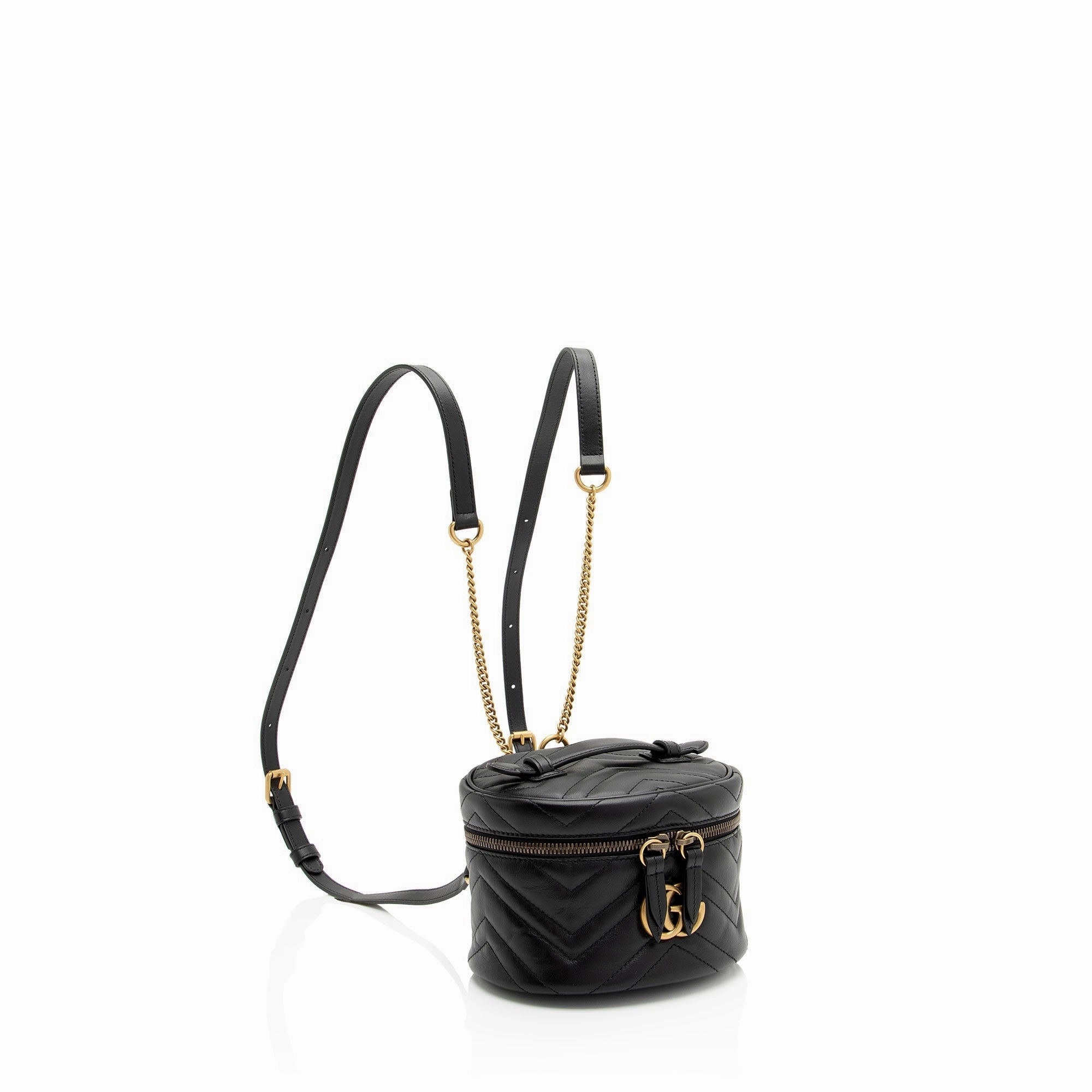Gucci Matelasse Leather GG Marmont Round Mini Backpack (SHF-nSn7Zg)