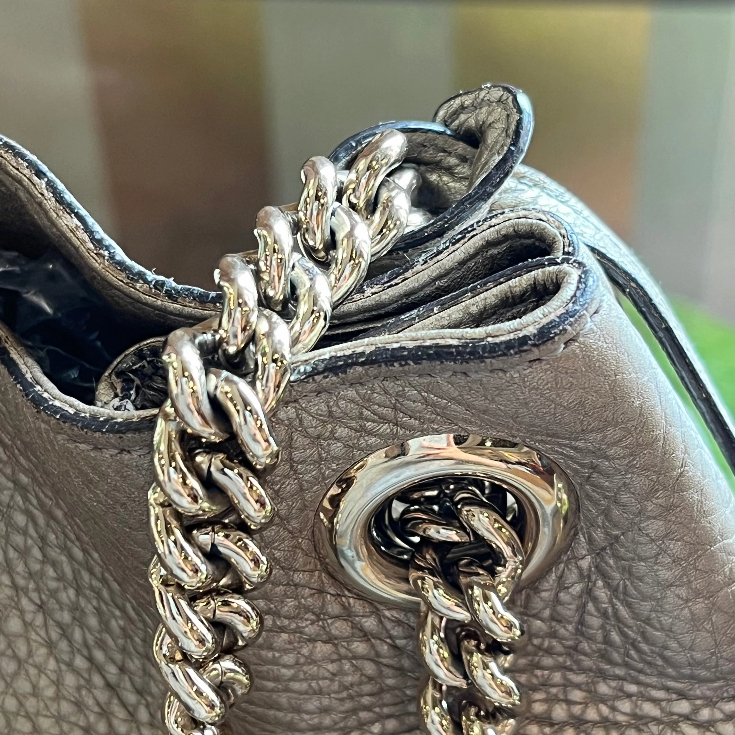 GUCCI Medium Soho Chain Metallic Pebbled Shoulder Bag