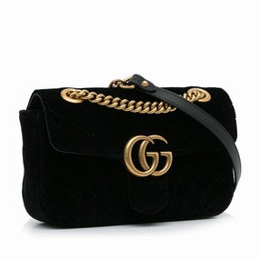 Gucci Mini GG Marmont Matelasse Velvet Crossbody (SHG-uTjykr)