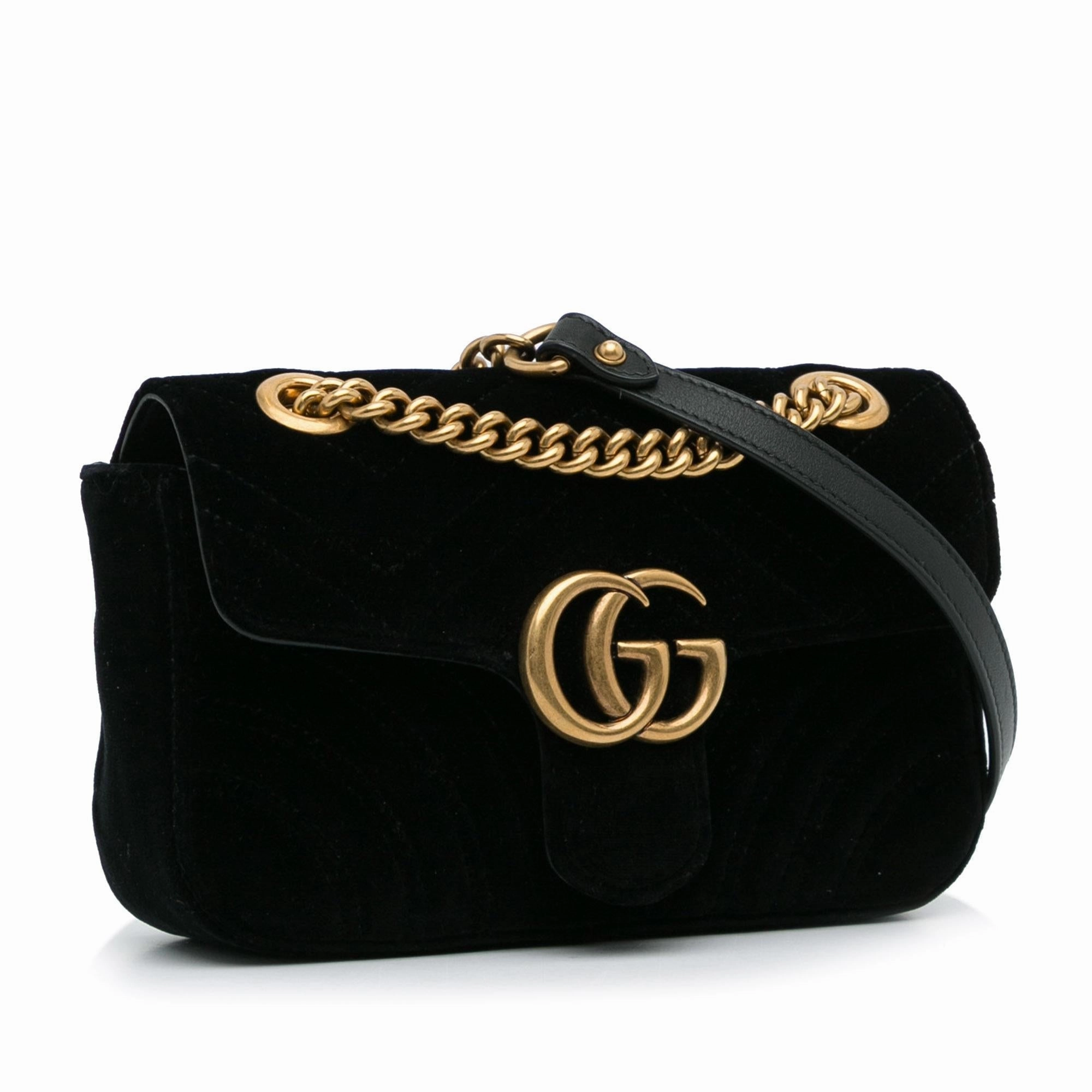 Gucci Mini GG Marmont Matelasse Velvet Crossbody (SHG-uTjykr)
