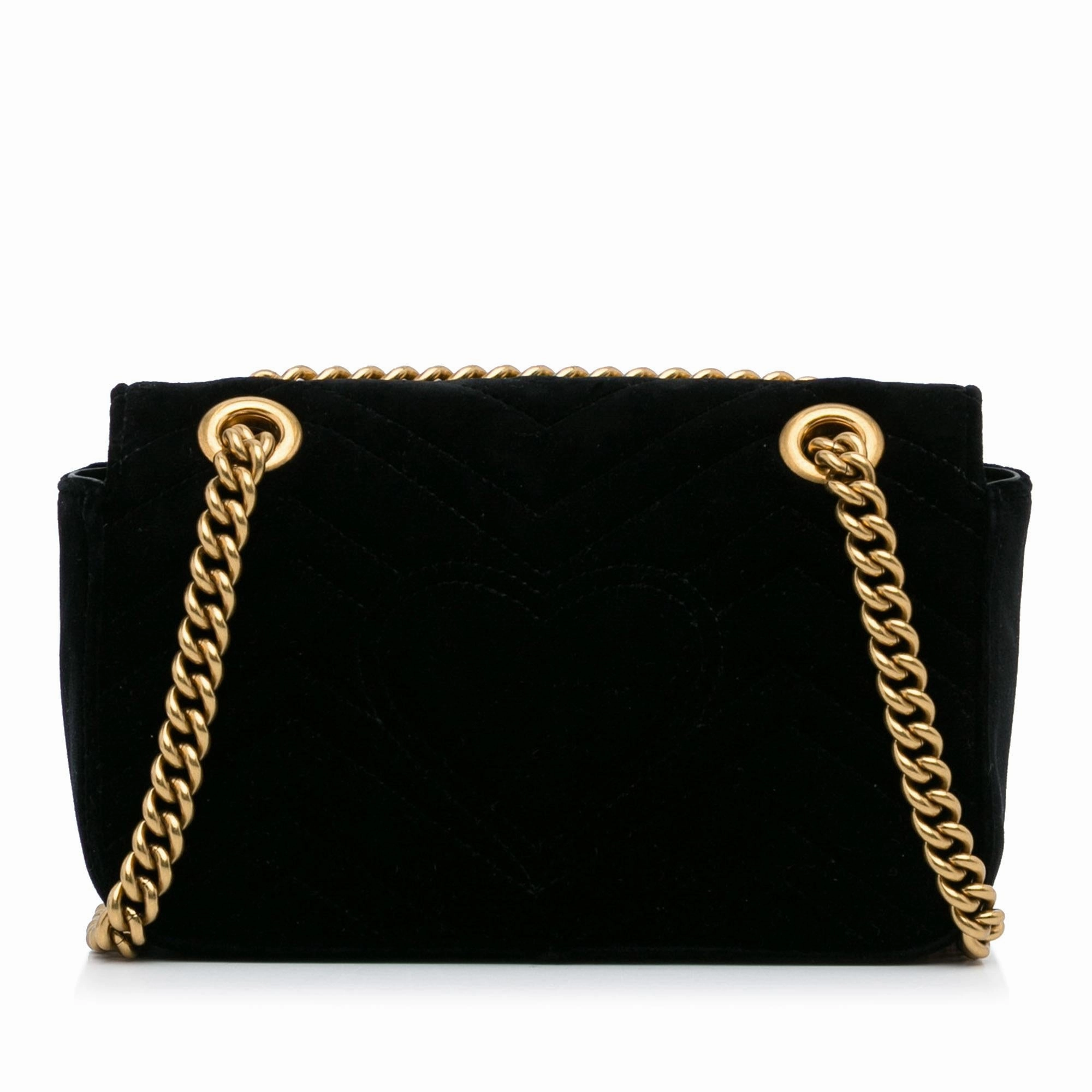 Gucci Mini GG Marmont Matelasse Velvet Crossbody (SHG-uTjykr)