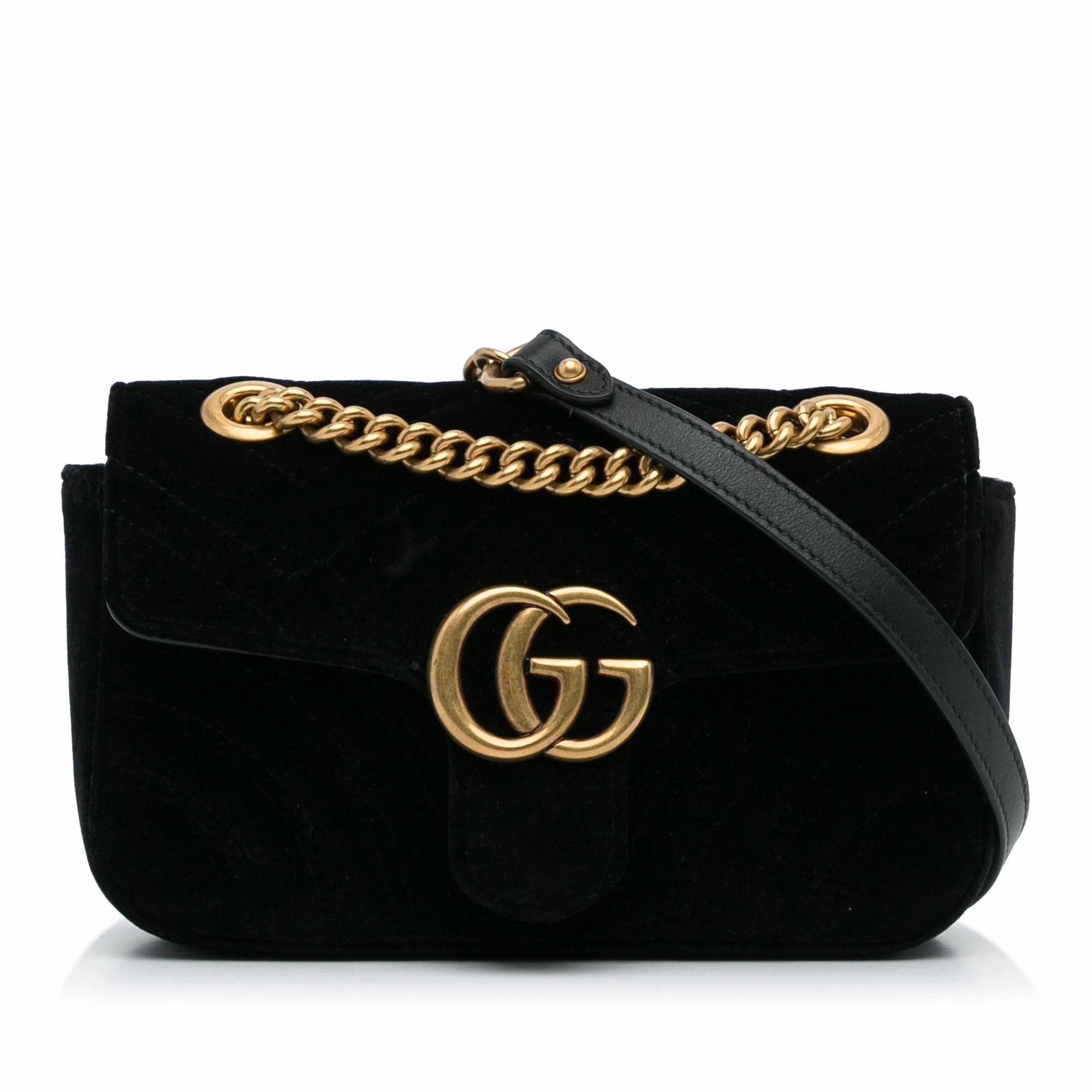 Gucci Mini GG Marmont Matelasse Velvet Crossbody (SHG-uTjykr)