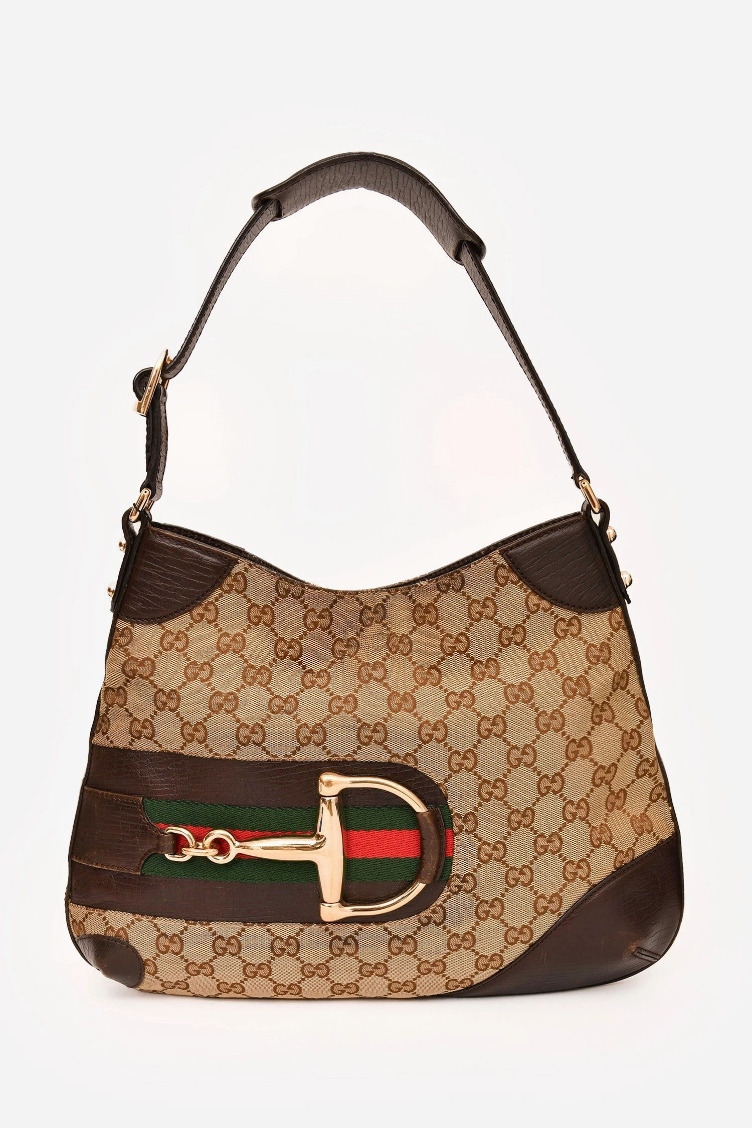 Gucci Monogram Leather Trim 'Hasler' Shoulder Bag