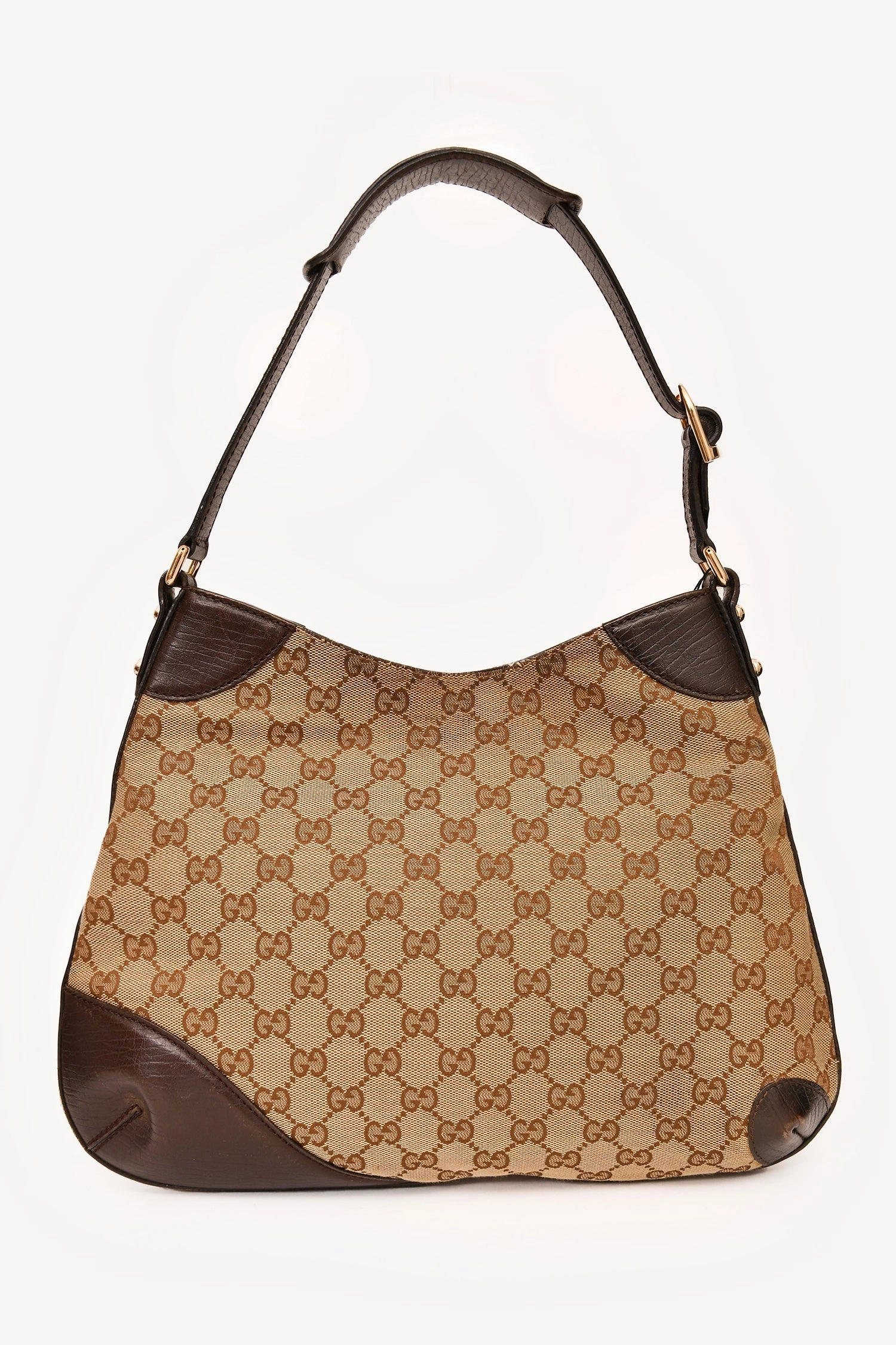 Gucci Monogram Leather Trim 'Hasler' Shoulder Bag