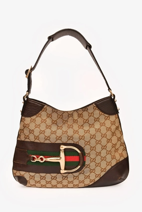 Gucci Monogram Leather Trim 'Hasler' Shoulder Bag