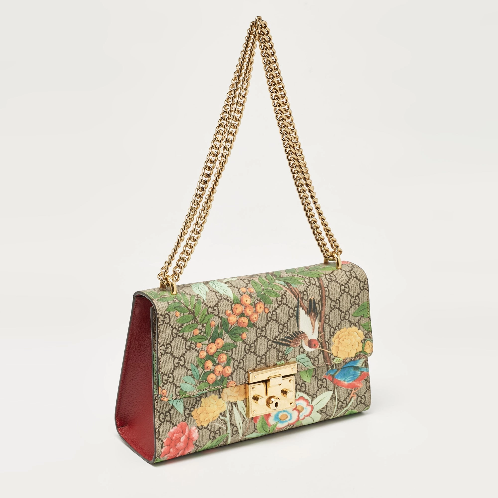 Gucci Multicolor Gg Tian Supreme Canvas Leather Medium Padlock Shoulder Bag