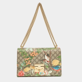 Gucci Multicolor Gg Tian Supreme Canvas Leather Medium Padlock Shoulder Bag