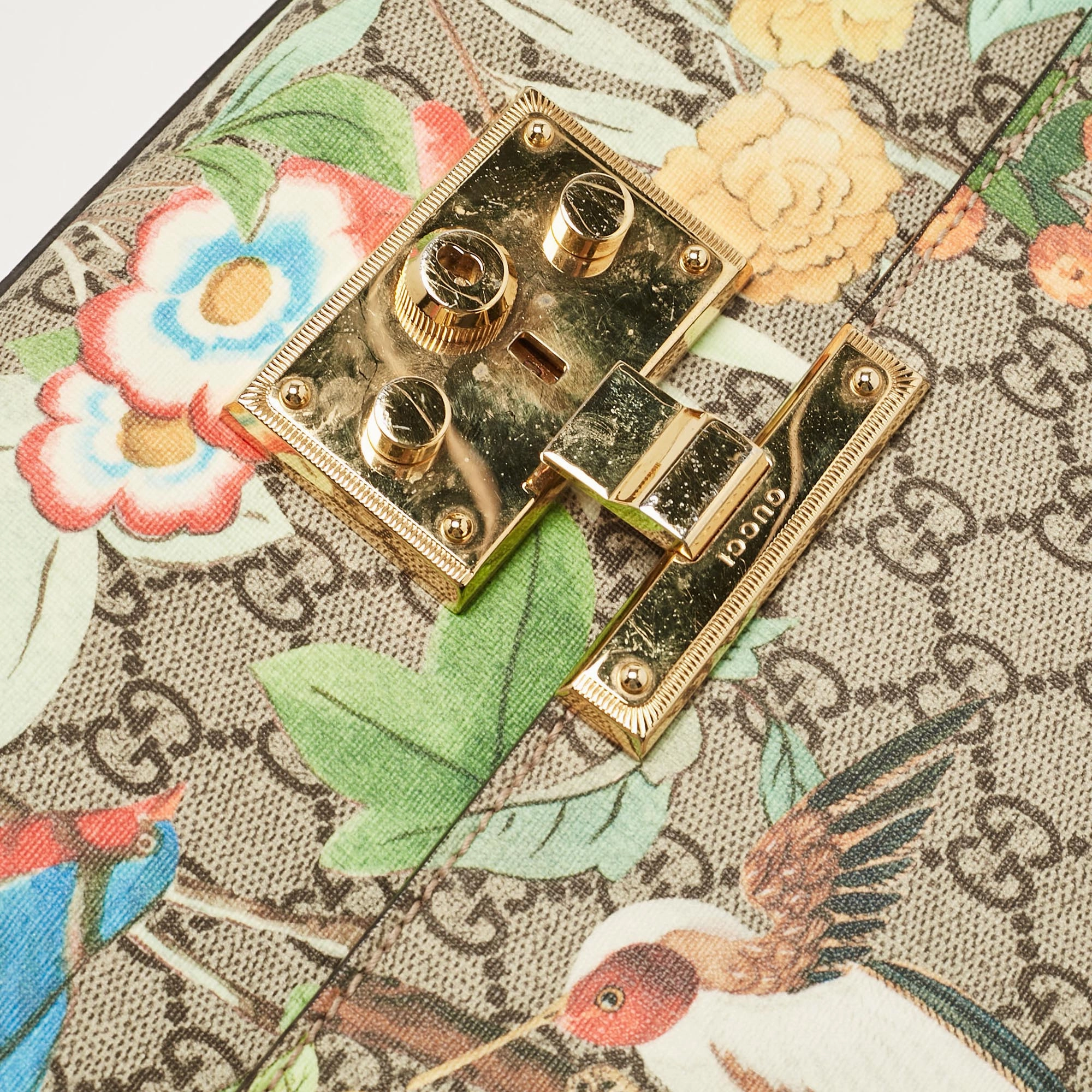 Gucci Multicolor Gg Tian Supreme Canvas Leather Medium Padlock Shoulder Bag