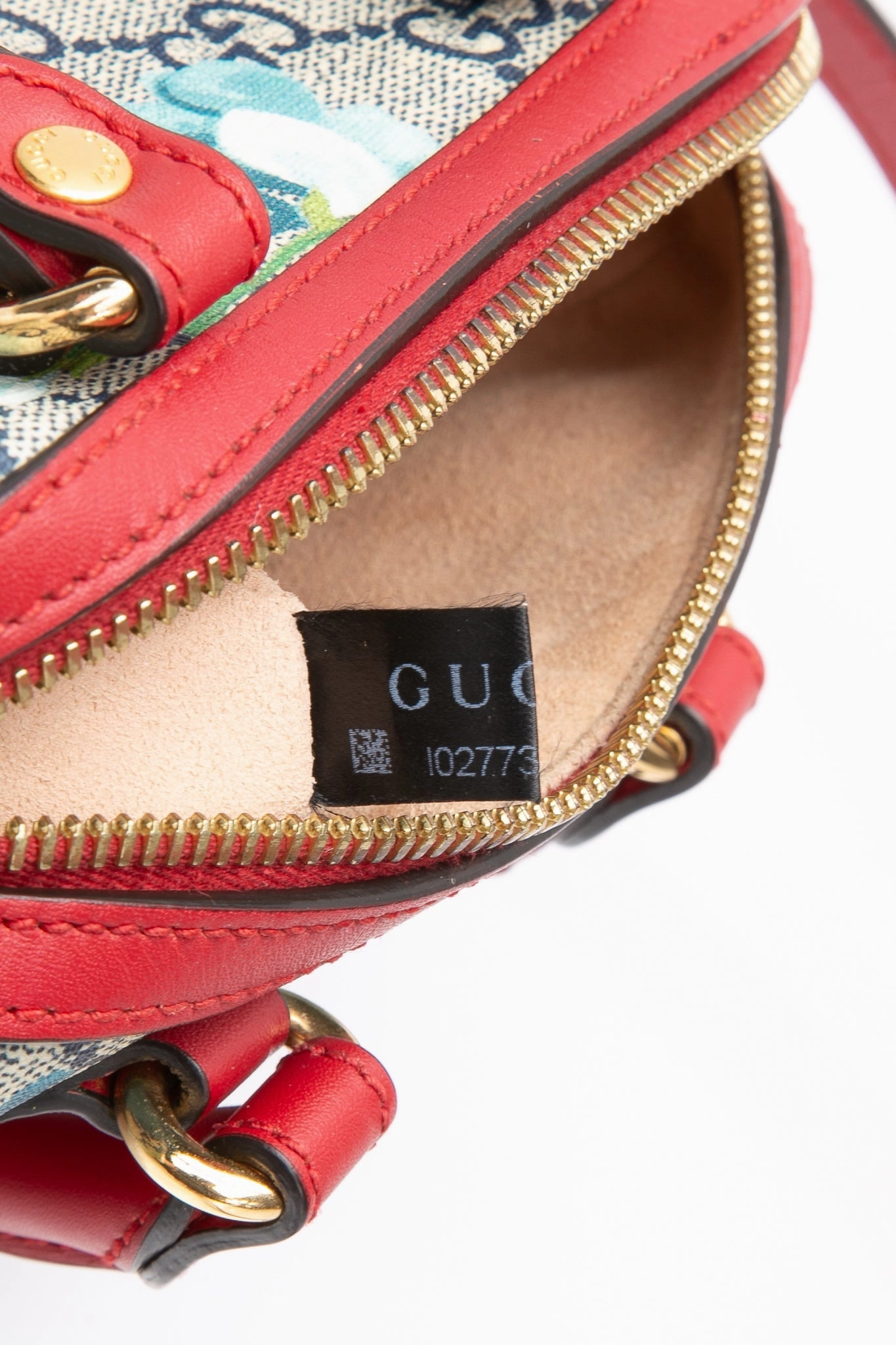 GUCCI Navy Blue Hibiscus GG Supreme Monogram Blooms Mini Boston Crossbody Bag