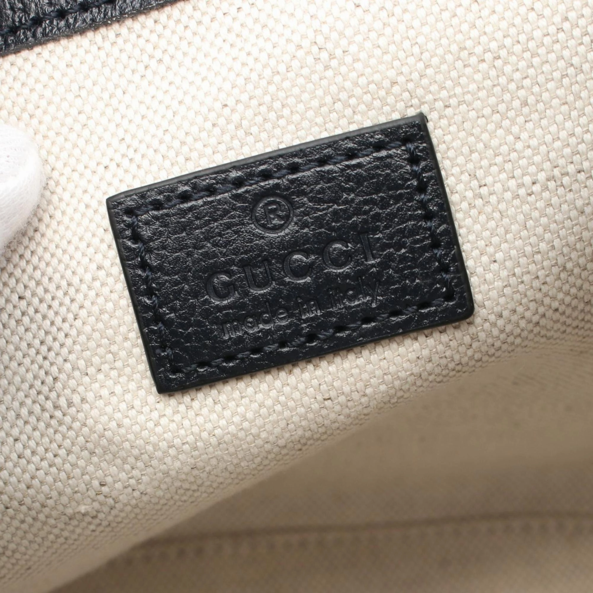 Gucci Navy White Pvc Coated Canvas Leather Backpack ()