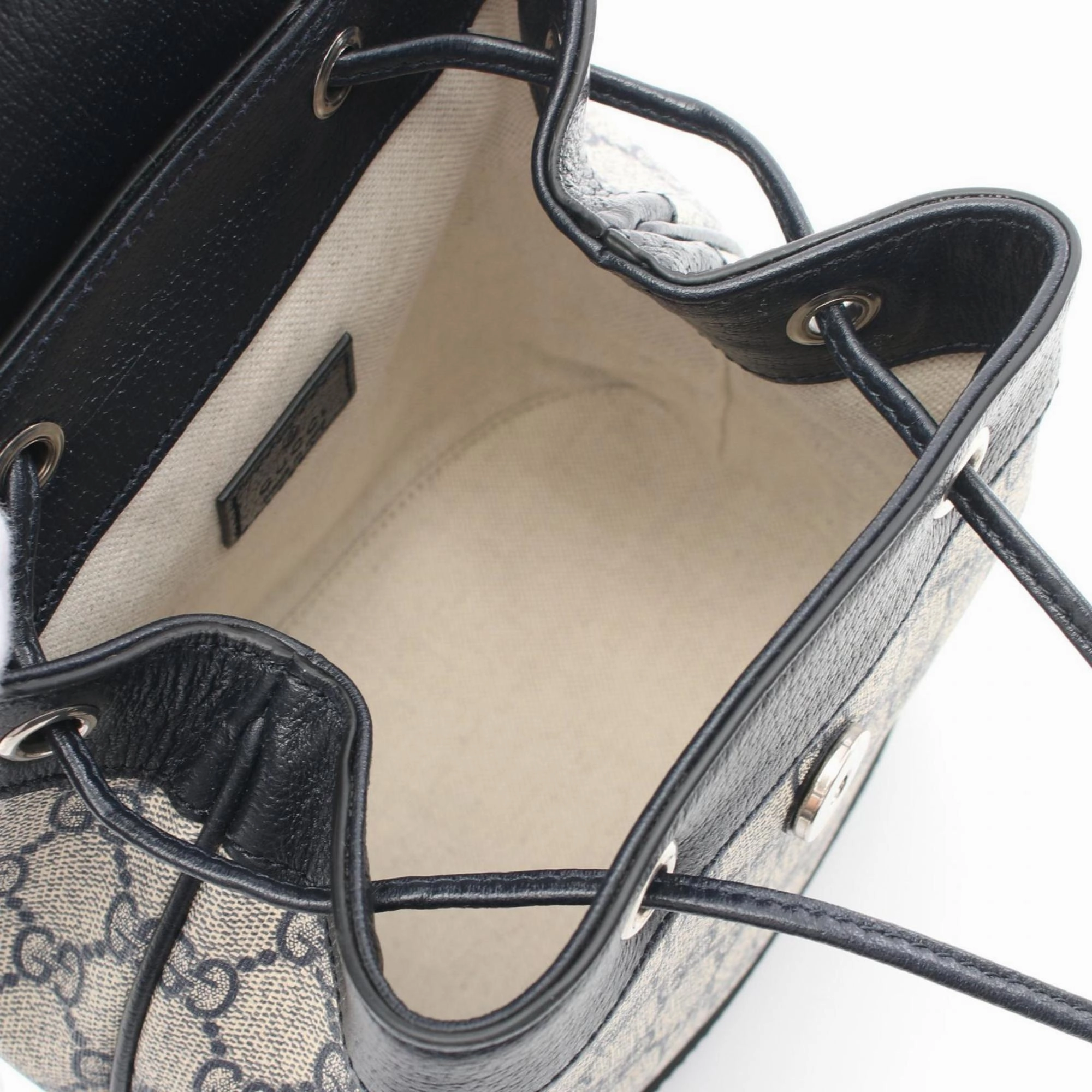 Gucci Navy White Pvc Coated Canvas Leather Backpack ()