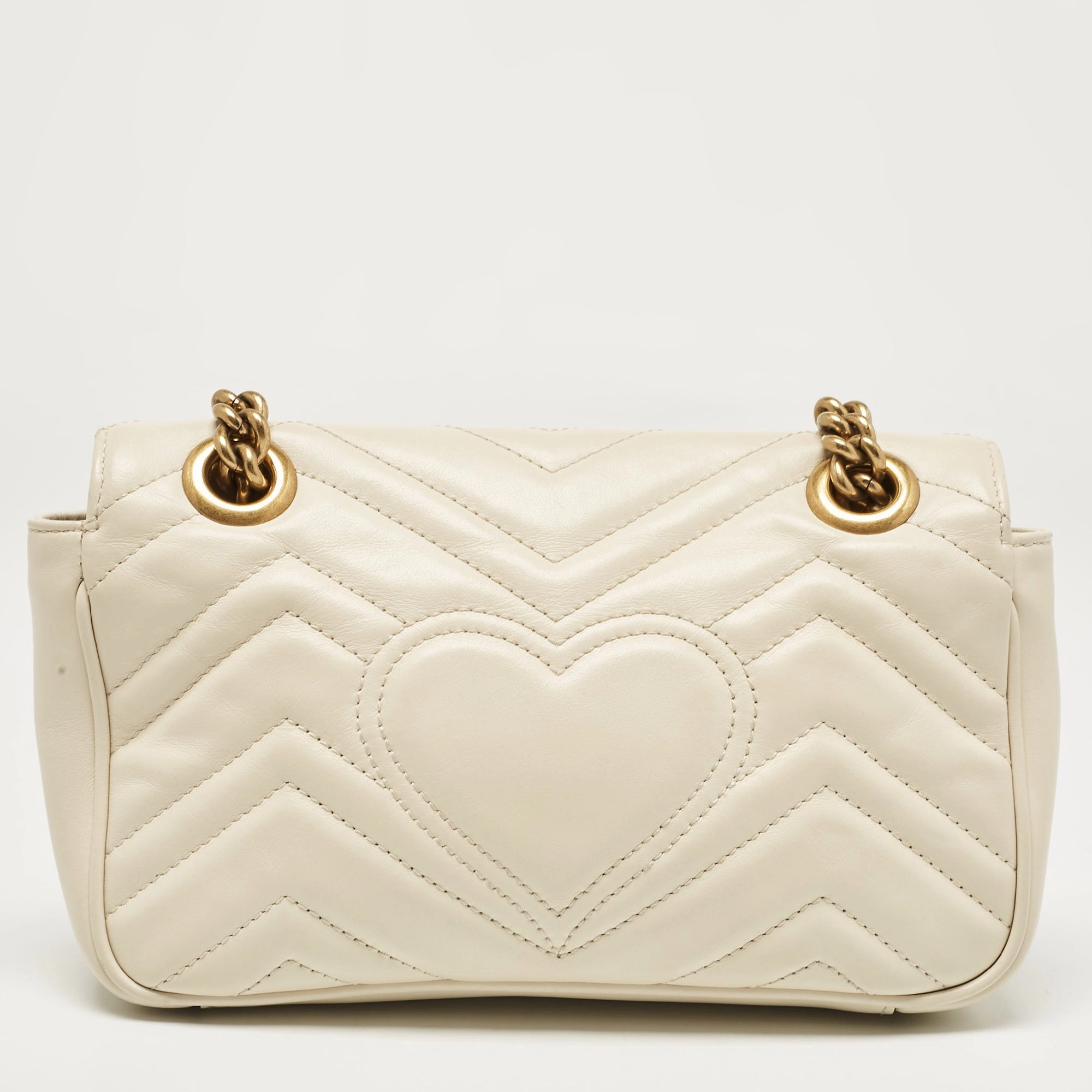 Gucci Off White Matelass&eacute; Leather Mini Gg Marmont Shoulder Bag