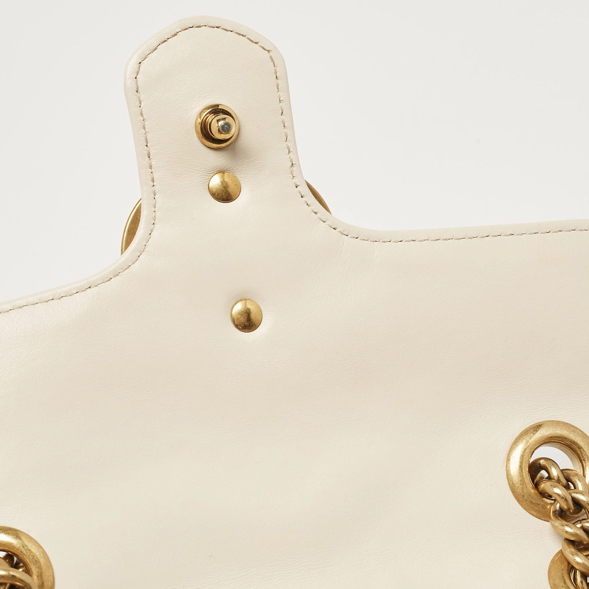 Gucci Off White Matelass&eacute; Leather Mini Gg Marmont Shoulder Bag