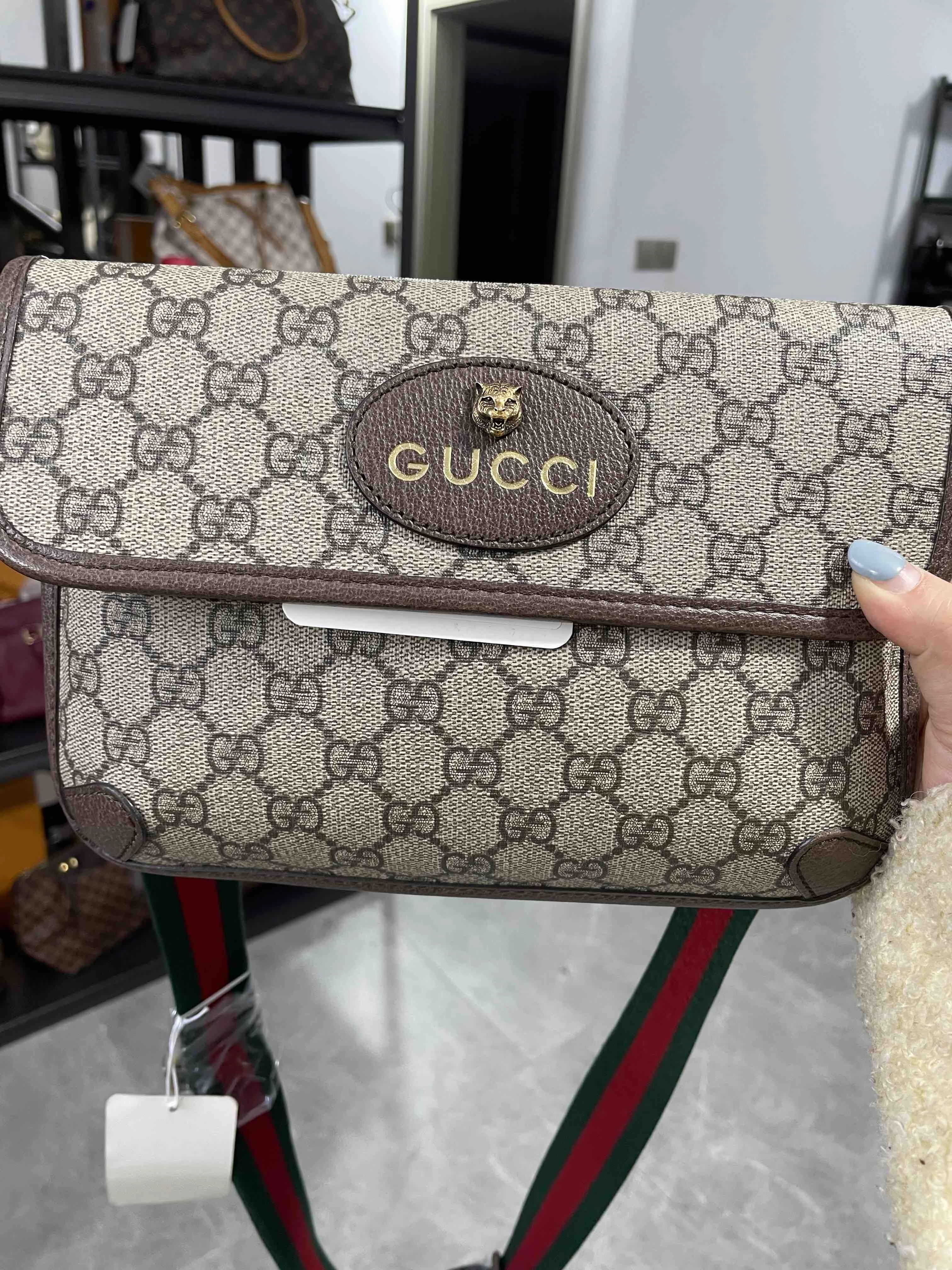 Gucci Ophidia Beige Canvas Crossbody Bag