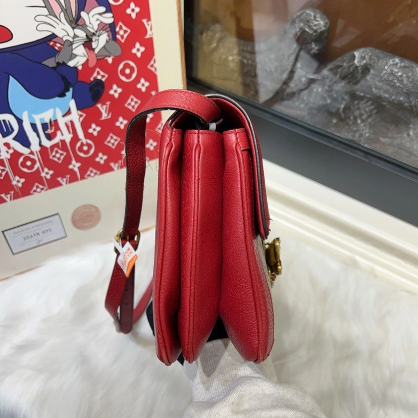 Gucci Ophidia Beige Red Bee Shoulder Bag