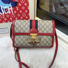 Gucci Ophidia Beige Red Bee Shoulder Bag