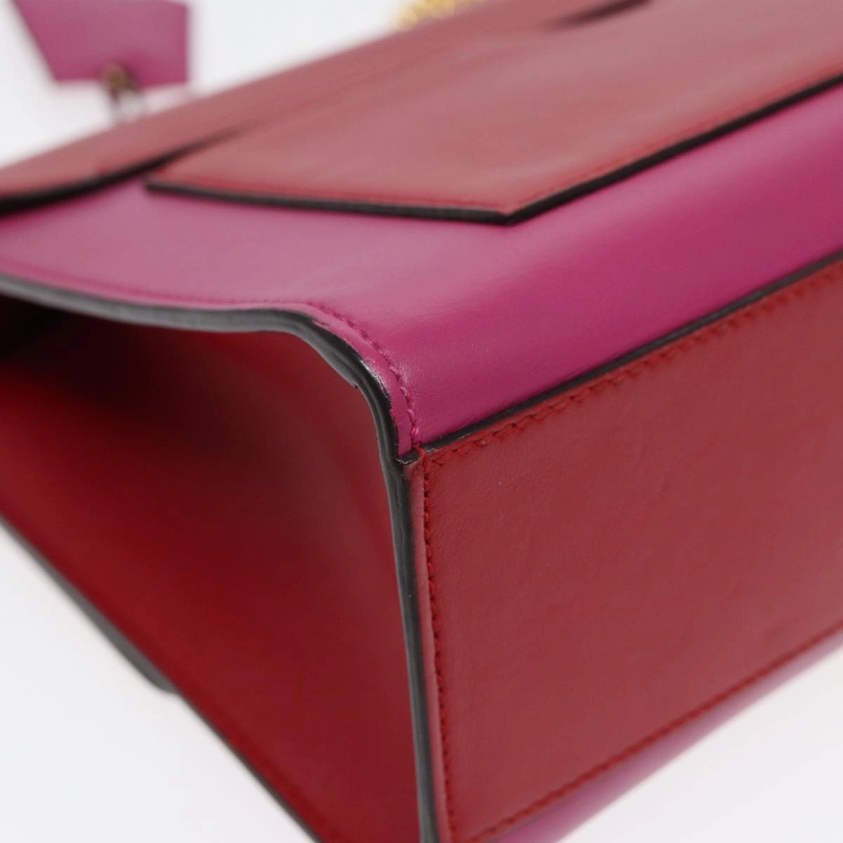 GUCCI Padlock Chain Shoulder Bag Leather Red Pink  bs16789