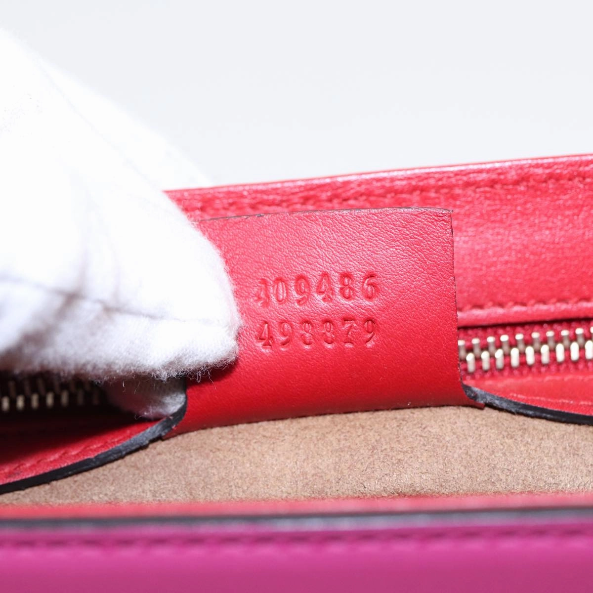 GUCCI Padlock Chain Shoulder Bag Leather Red Pink  bs16789