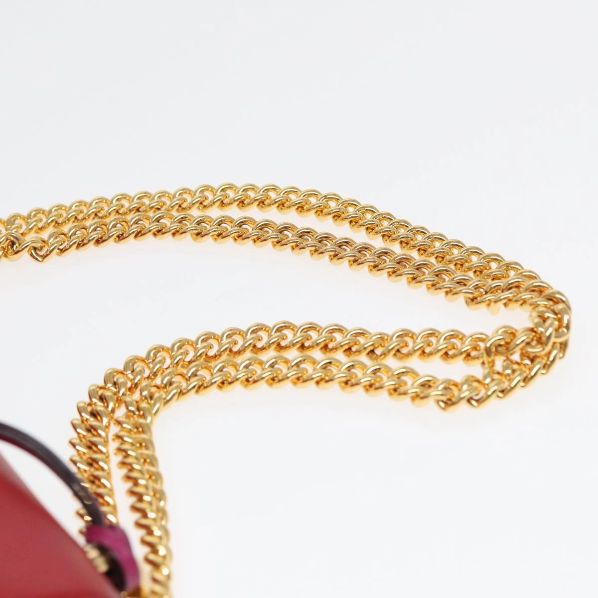 GUCCI Padlock Chain Shoulder Bag Leather Red Pink  bs16789
