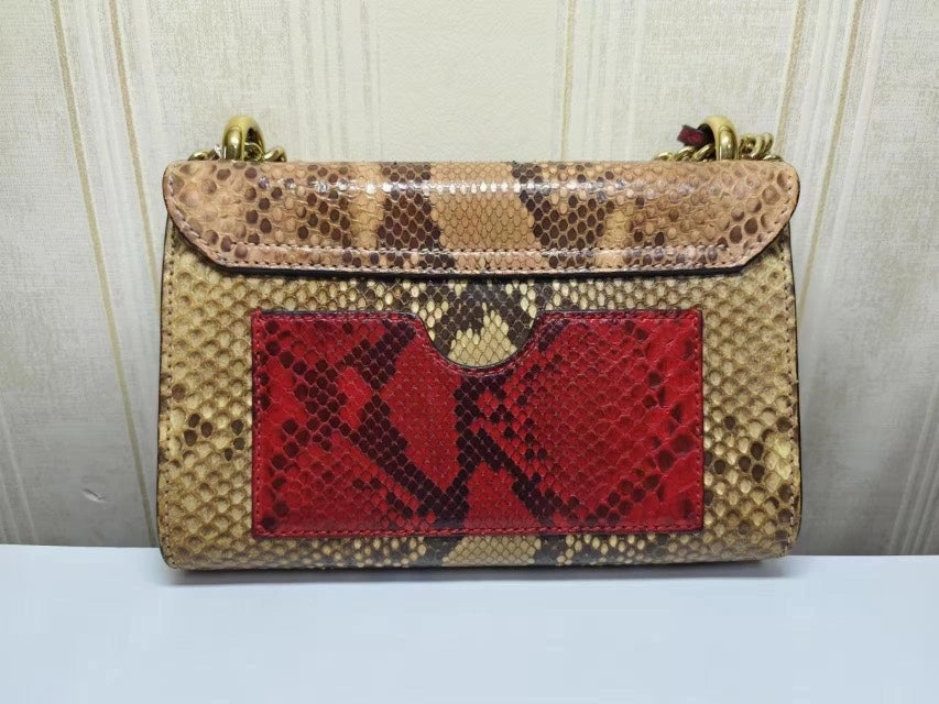 Gucci Padlock Python Skin Shoulder Bag Small Brown