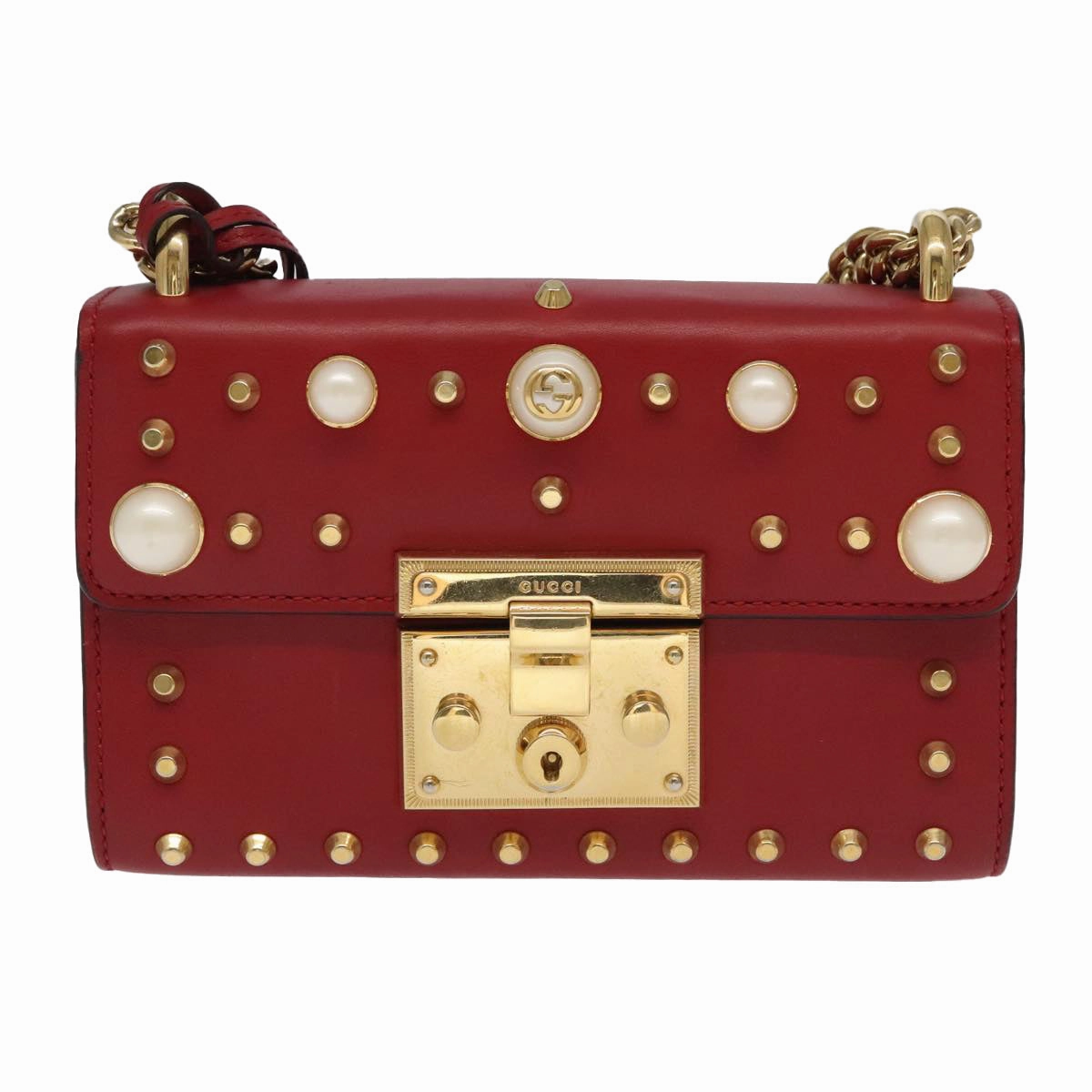 Gucci Padlock Red Leather Shoulder Bag ()