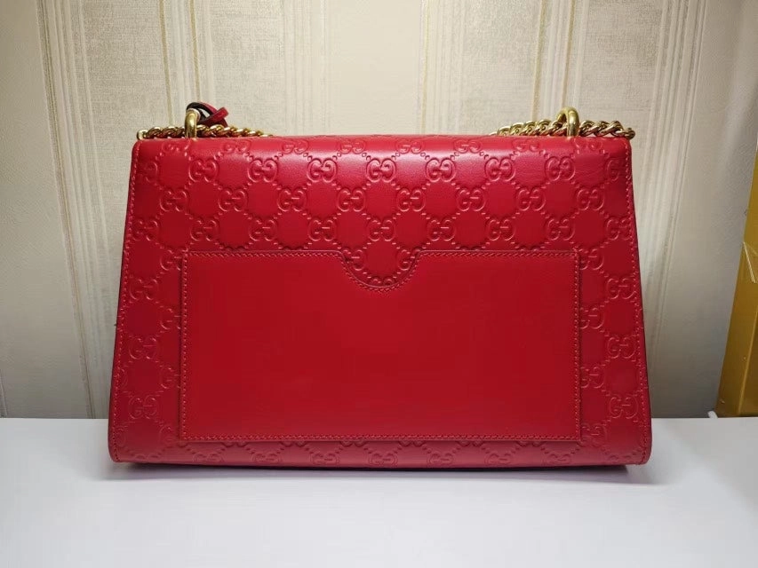 Gucci Padlock Red Leather Shoulder Bag Medium