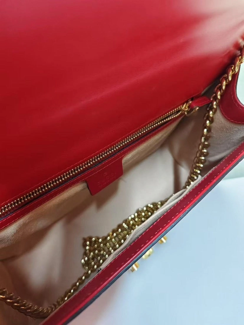 Gucci Padlock Red Leather Shoulder Bag Medium