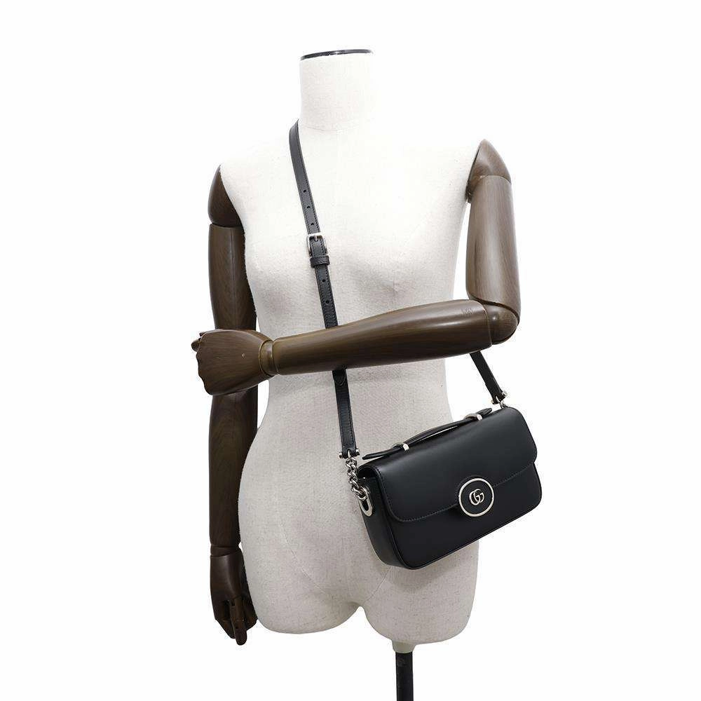 GUCCI Petit GG 2way Shoulder Bag Black739722 Leather