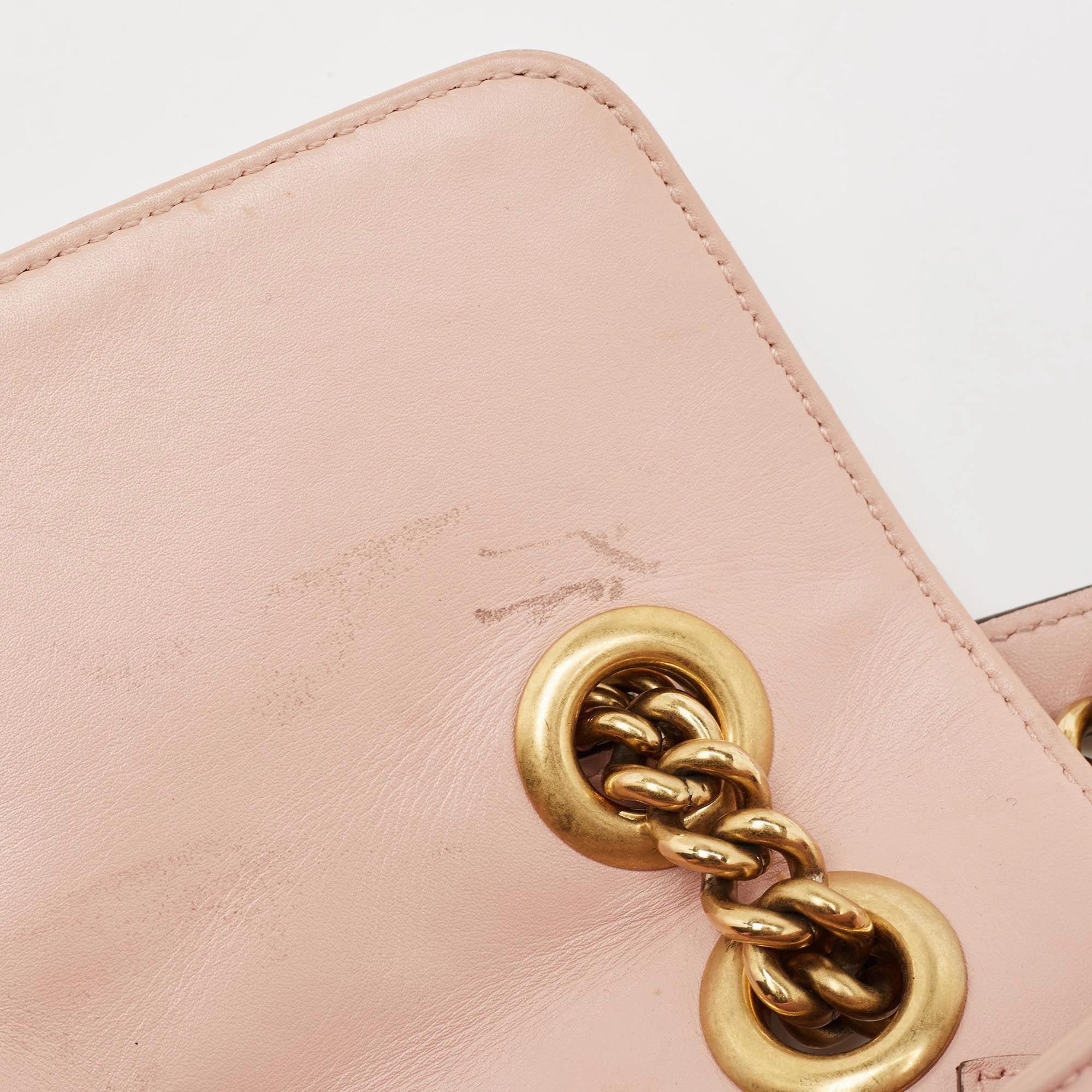 Gucci Pink Matelass&eacute; Leather Small Gg Marmont Shoulder Bag