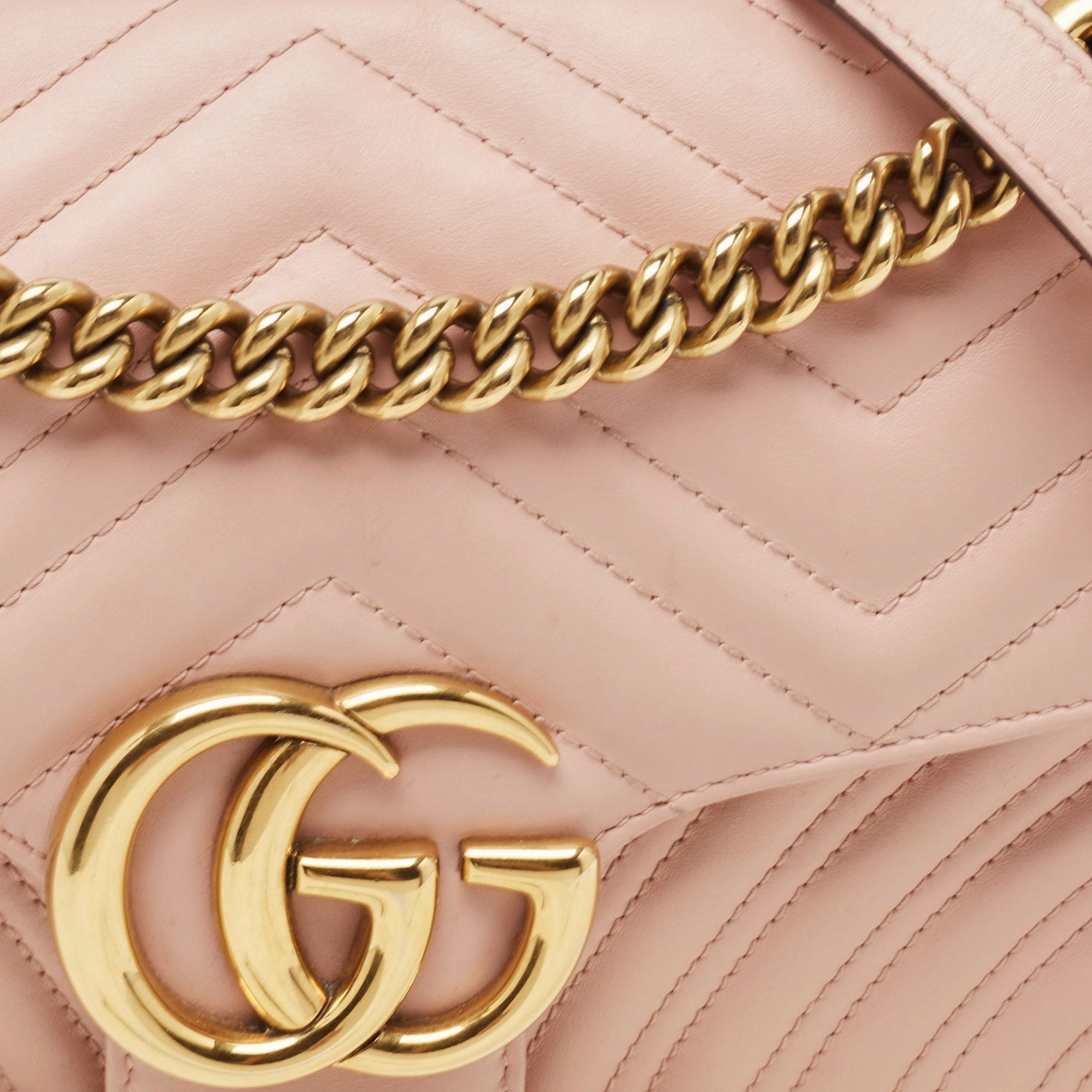Gucci Pink Matelass&eacute; Leather Small Gg Marmont Shoulder Bag
