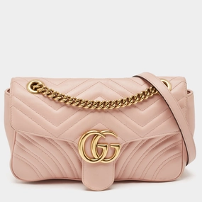 Gucci Pink Matelass&eacute; Leather Small Gg Marmont Shoulder Bag