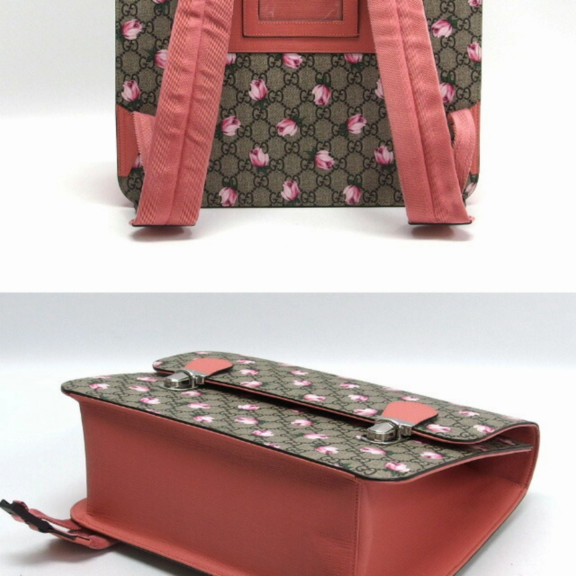 Gucci  pink  pink Coated Canvas Leather Backpack (Pre-Owned)