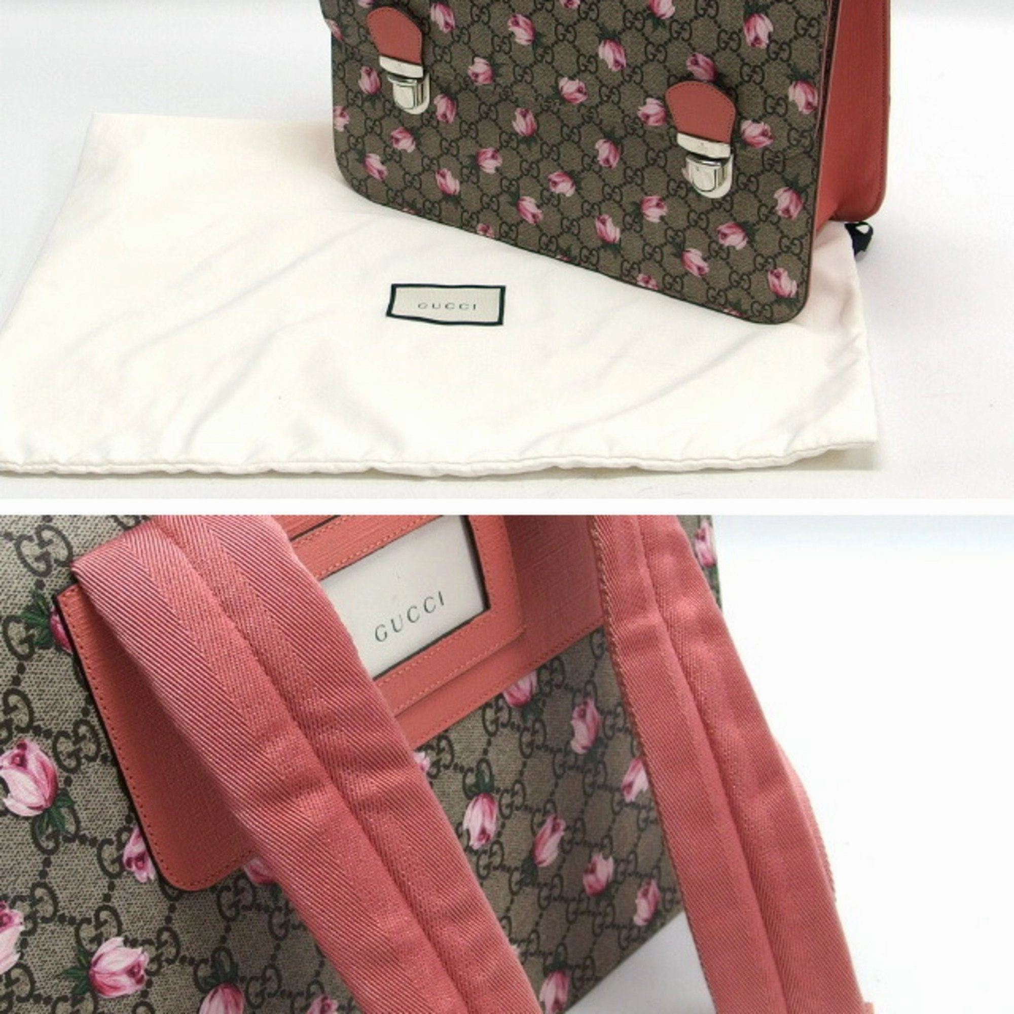 Gucci  pink  pink Coated Canvas Leather Backpack (Pre-Owned)