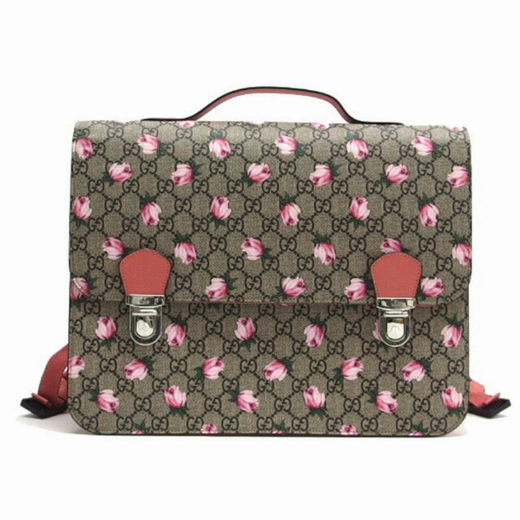 Gucci  pink  pink Coated Canvas Leather Backpack (Pre-Owned)