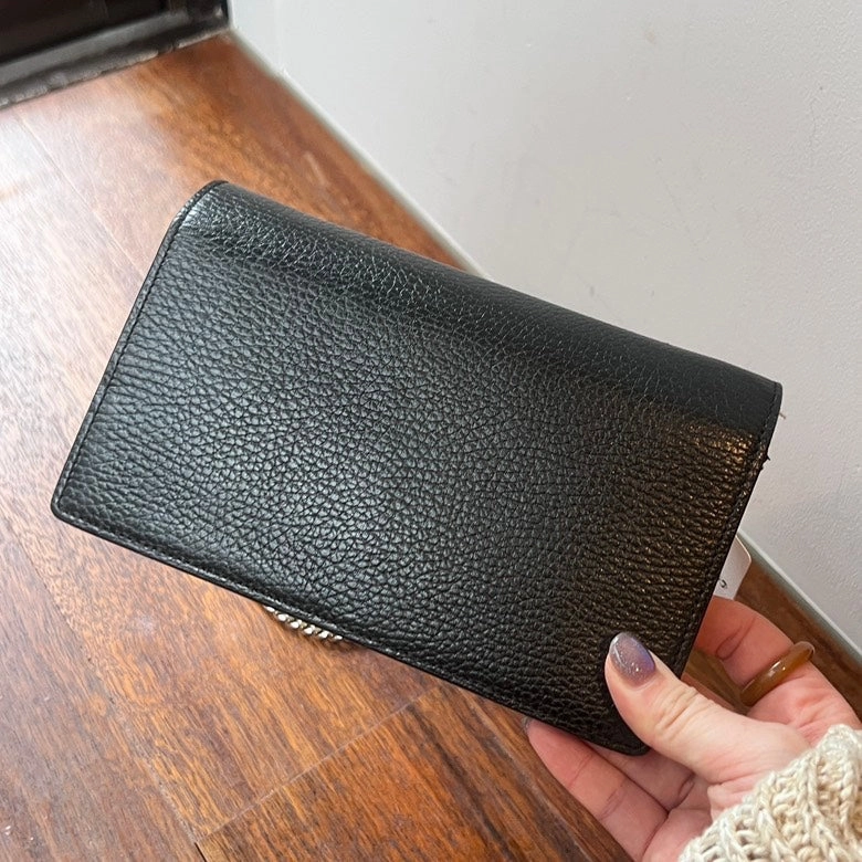 Gucci Preloved Interlocking Leather Chain Shoulder Bag Black - AF939