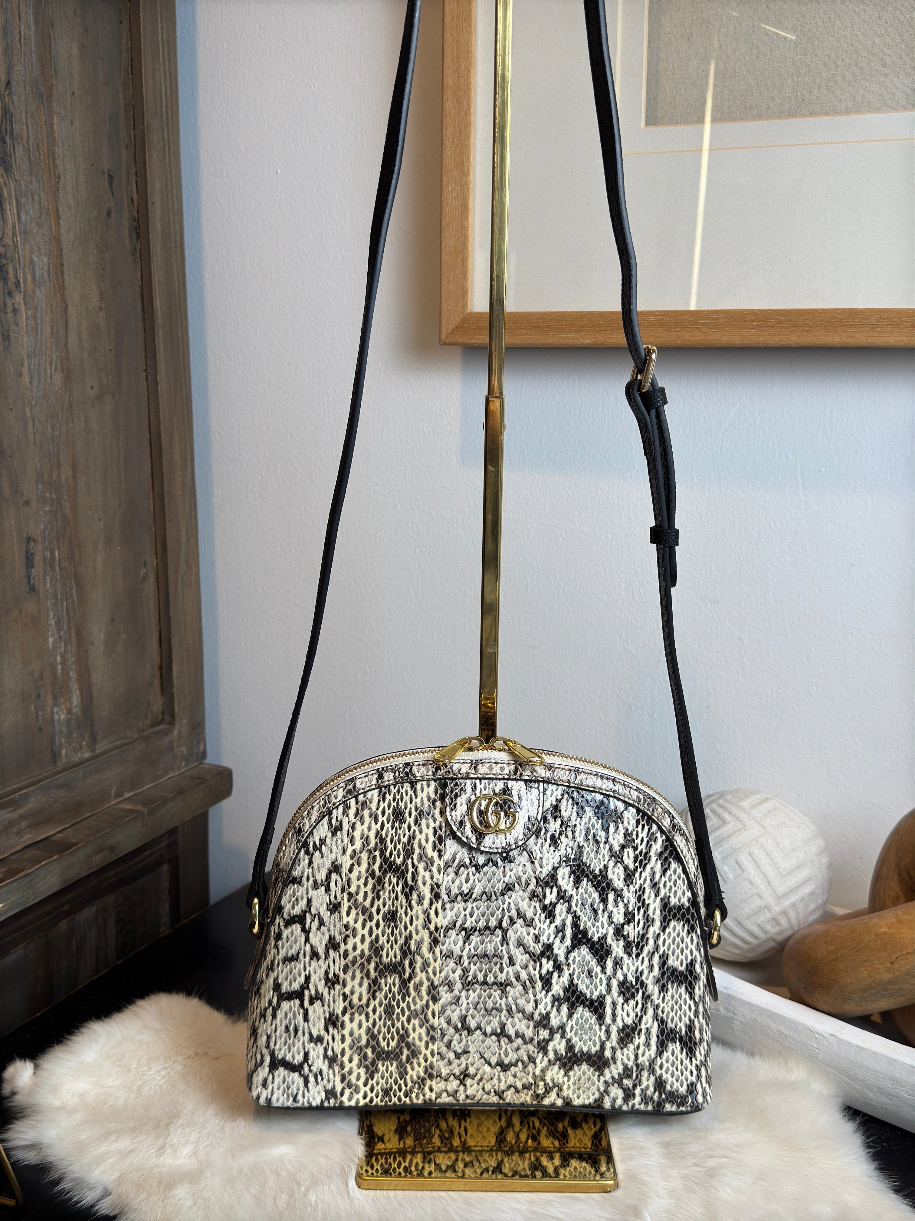 GUCCI Python Snake Small Dome Crossbody Bag