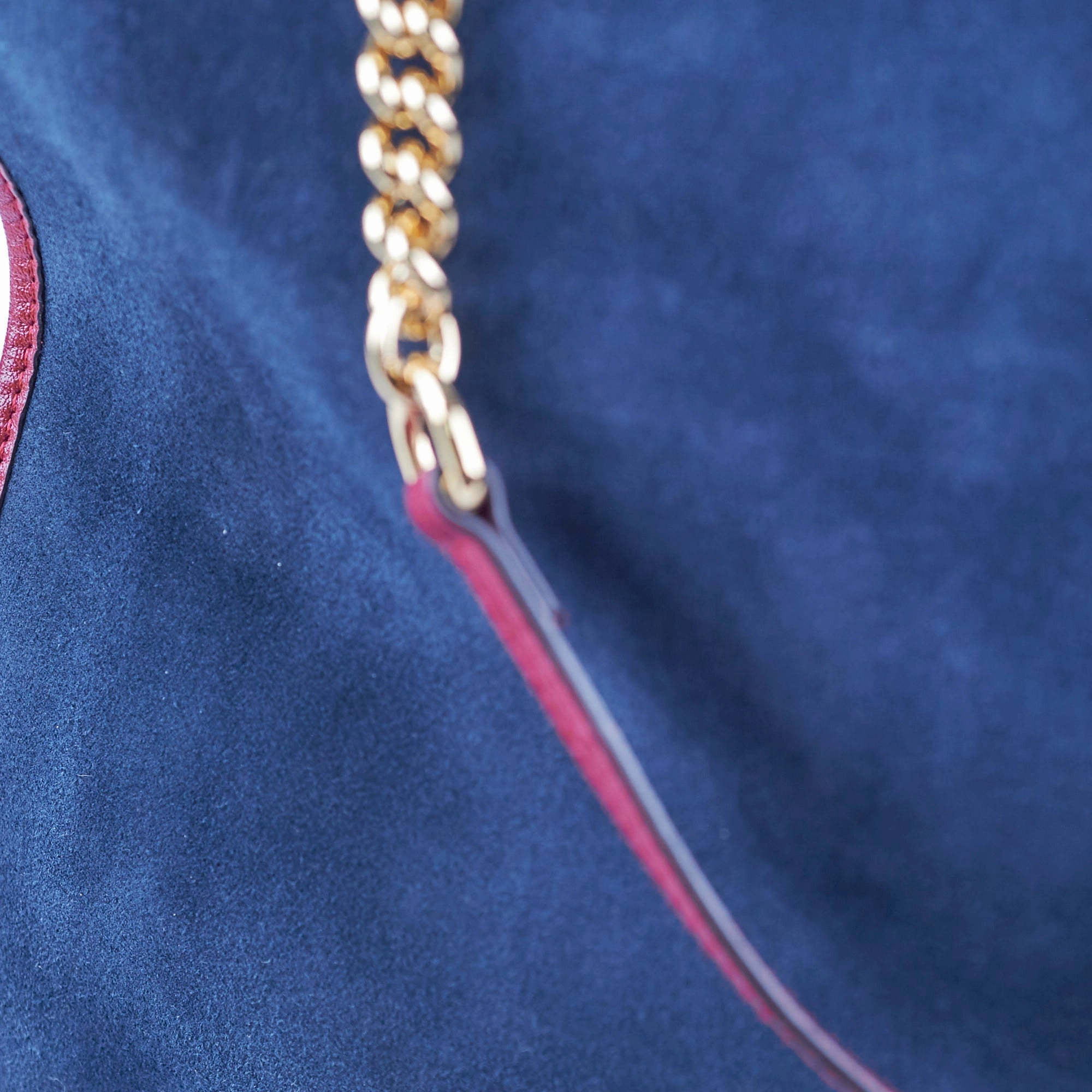 Gucci Rajah Suede Navy Shoulder Tote