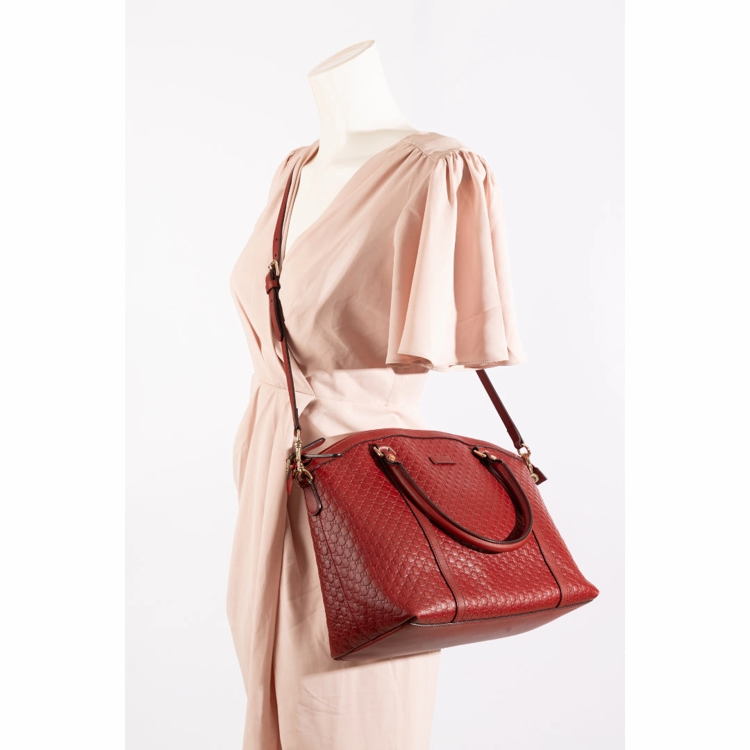 Gucci Red Microguccissima Leather Dome Satchel