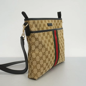 GUCCI  Sherry Line 388926 Unisex GG Canvas,Leather Shoulder Bag Beige,Black